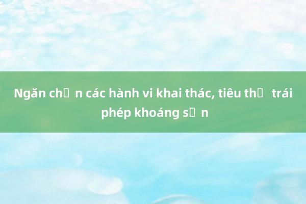 Ngăn chặn các hành vi khai thác, tiêu thụ trái phép khoáng sản