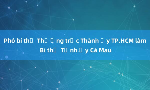 Phó bí thư Thường trực Thành ủy TP.HCM làm Bí thư Tỉnh ủy Cà Mau