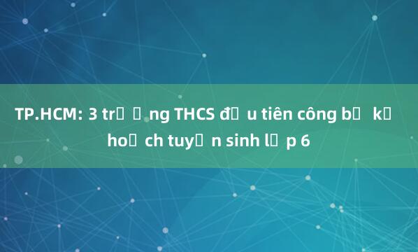 TP.HCM: 3 trường THCS đầu tiên công bố kế hoạch tuyển sinh lớp 6