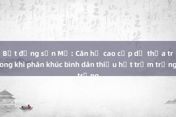 Bất động sản Mỹ: Căn hộ cao cấp dư thừa trong khi phân khúc bình dân thiếu hụt trầm trọng