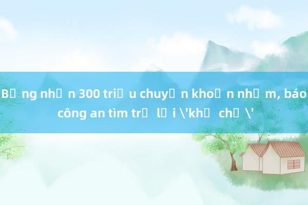 Bỗng nhận 300 triệu chuyển khoản nhầm， báo công an tìm trả lại 'khổ chủ'