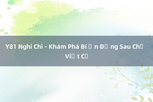 Y81 Nghi Chi - Khám Phá Bí Ẩn Đằng Sau Chữ Viết Cổ