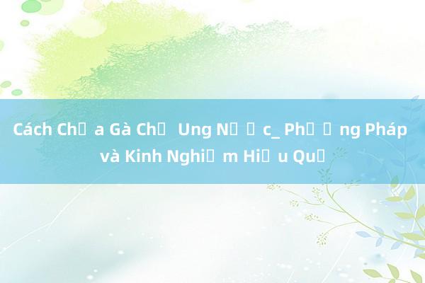 Cách Chữa Gà Chỉ Ung Nước_ Phương Pháp và Kinh Nghiệm Hiệu Quả