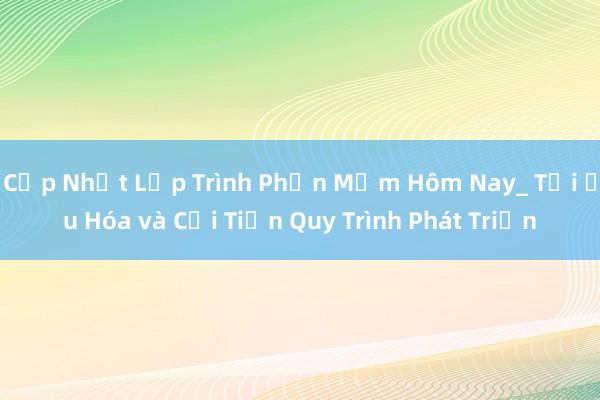 Cập Nhật Lập Trình Phần Mềm Hôm Nay_ Tối Ưu Hóa và Cải Tiến Quy Trình Phát Triển